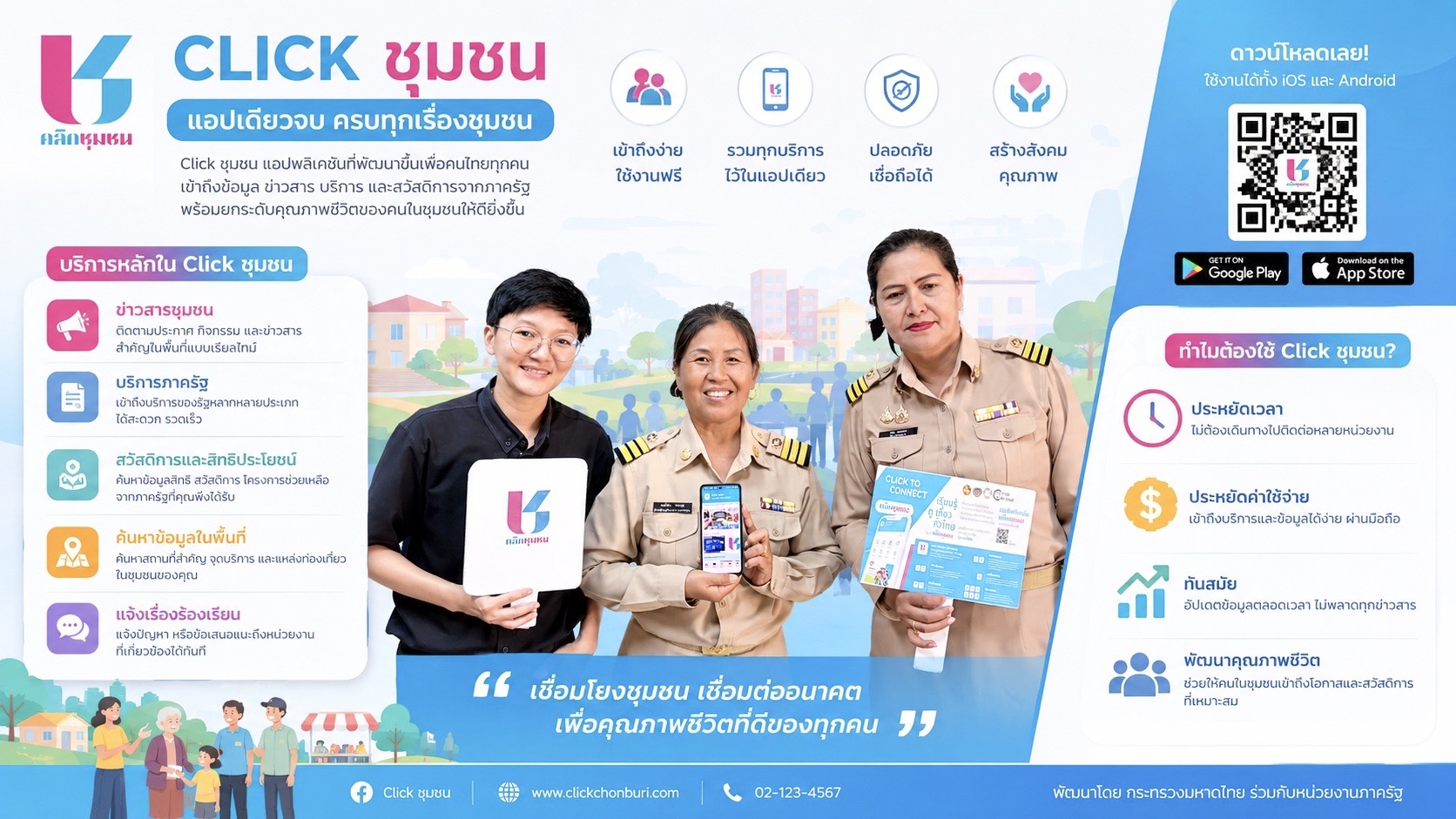 📢 พช.พนมสารคาม เชิญชวนดาวน์โหลดและใช้งานแอปพลิเคชัน "CLICK ชุมชน" 💙 CLICK ชุมชน แอปพลิเคชันที่พัฒนาเพื่อให้ประชาชนเข้าถึงข้อมูล ข่าวสาร บริการภาครัฐ และสวัสดิการต่าง ๆ ได้อย่างสะดวก รวดเร็ว ครบจบในแอปเดียว พร้อมยกระดับคุณภาพชีวิตของคนในชุมชน ✨ บริการเด่นภายในแอป 📢 ข่าวสารชุมชนและกิจกรรม 🏛️ บริการภาครัฐ 🤝 ข้อมูลสวัสดิการและสิทธิประโยชน์ 📍 ค้นหาข้อมูลและแหล่งบริการในพื้นที่ 📝 แจ้งเรื่องร้องเรียนและข้อเสนอแนะ ช่วยประหยัดเวลา ลดค่าใช้จ่าย เข้าถึงข้อมูลได้ทุกที่ ทุกเวลา พร้อมเชื่อมโยงชุมชนสู่ส